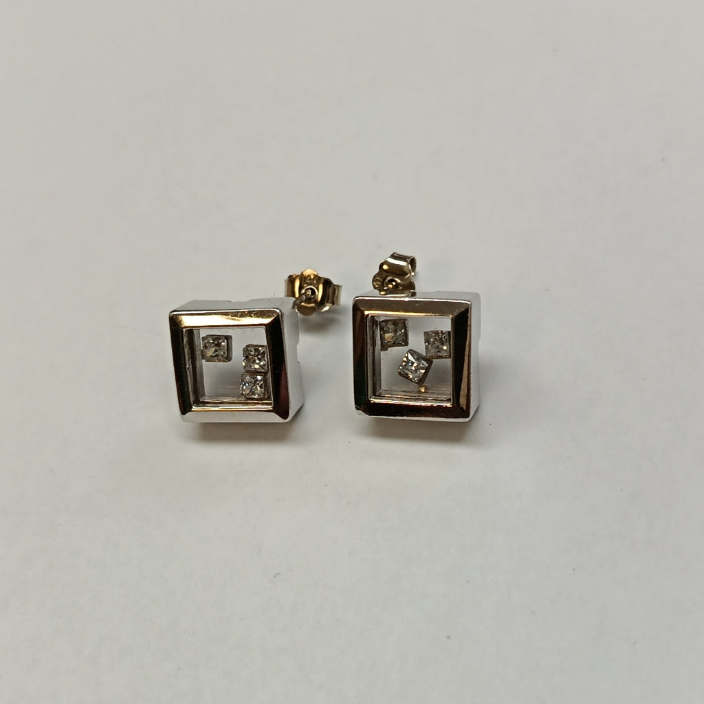 BROQUELES PAR ORO BLANCO 14 K 5,80 GRMS (SEMINUEVO)