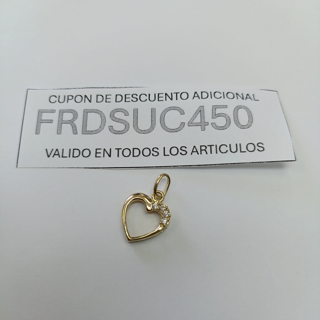 DIJE CORAZON CON CIRCONIAS 14K 1.3 GR (NUEVO)