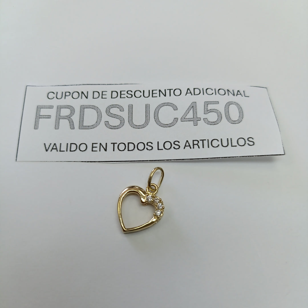DIJE CORAZON CON CIRCONIAS 14K 1.3 GR (NUEVO)