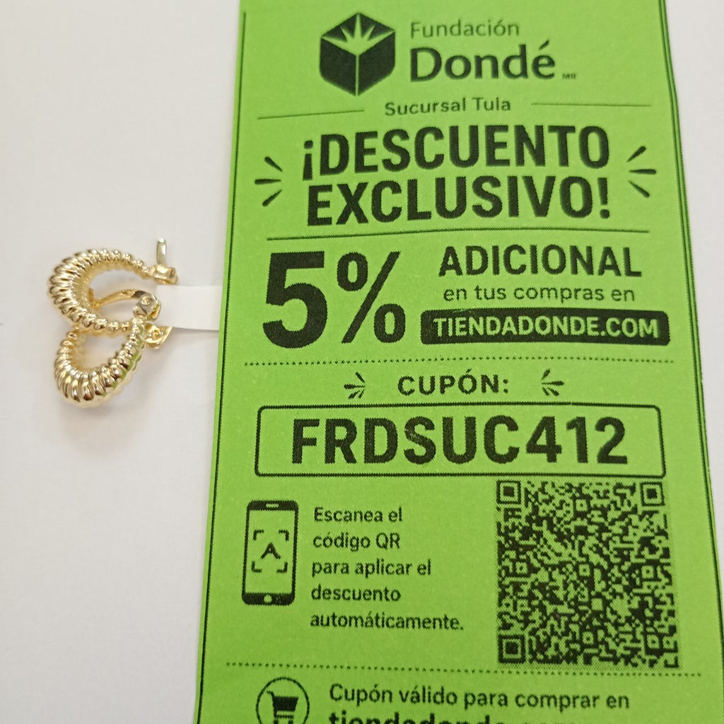 ARETES ARRACADA ESTRIADAS 14K 1 GR (NUEVO)