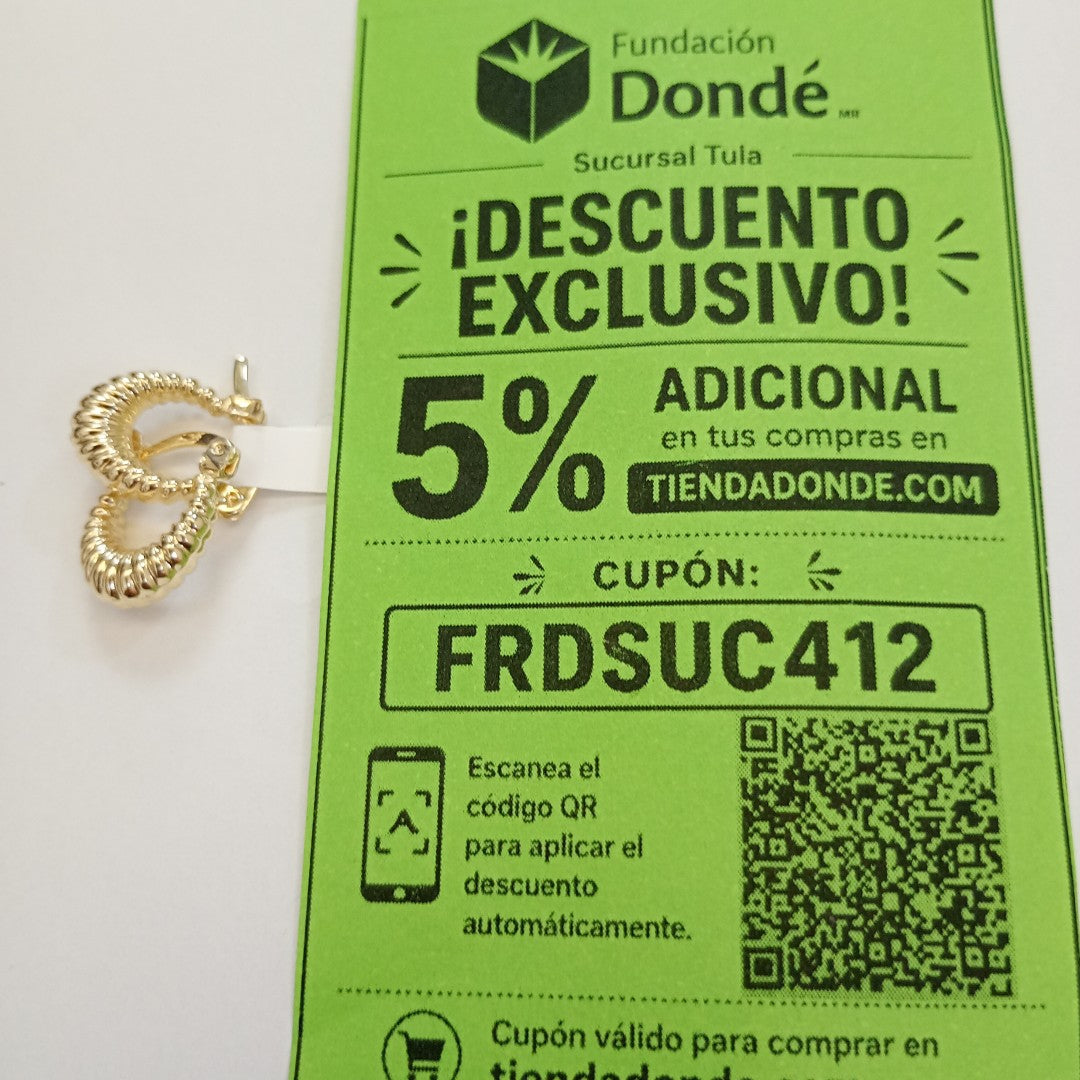 ARETES ARRACADA ESTRIADAS 14K 1 GR (NUEVO)