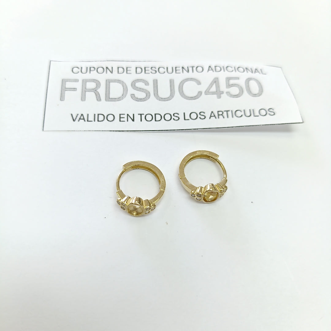 ARETES ARRACADAS CON CIRCONIAS Y PDRAS COL 14K 3.1 GR (NUEVO)