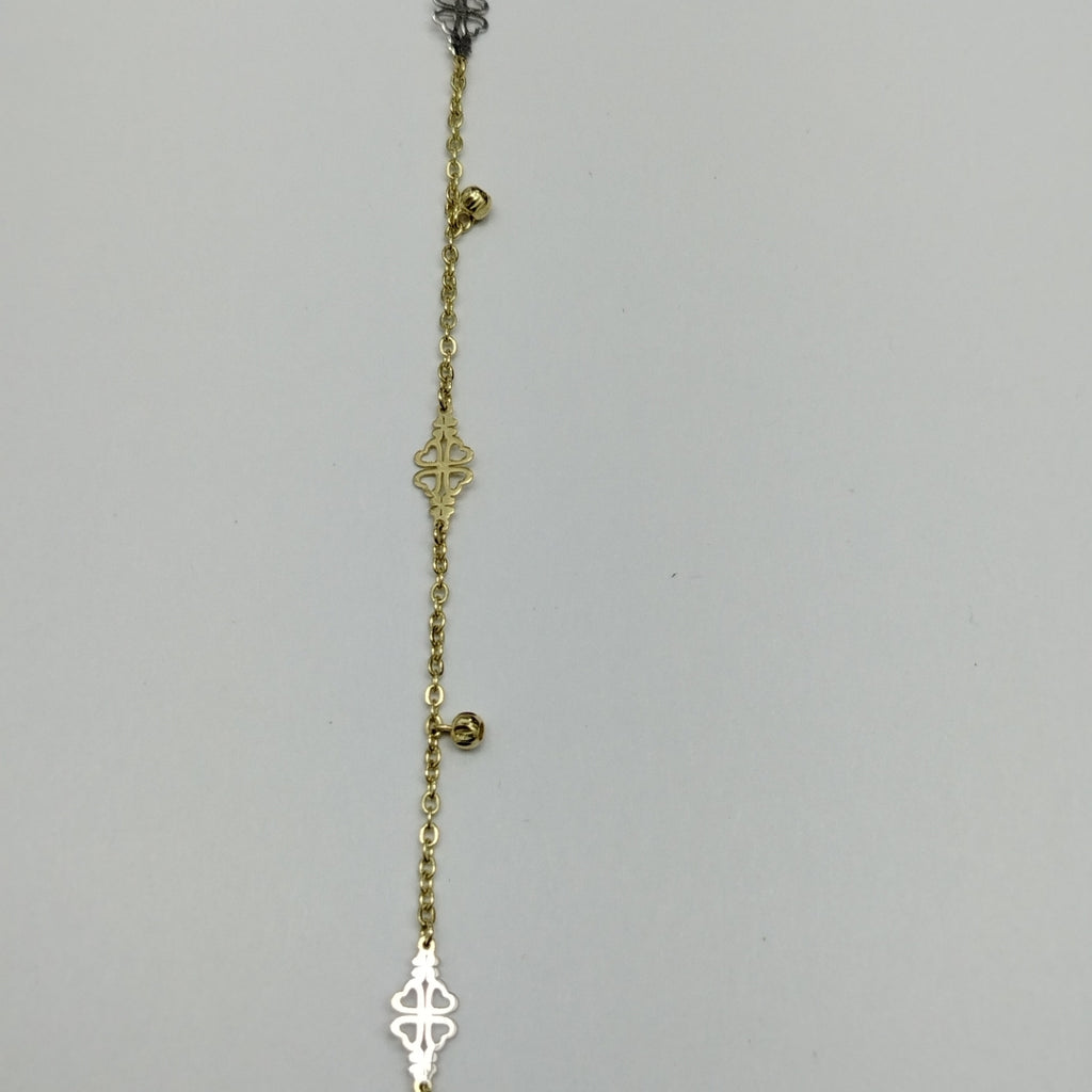 PULSERA ESPECIAL CON TREBOL 14K 18 CM 1.9 GR (NUEVO)