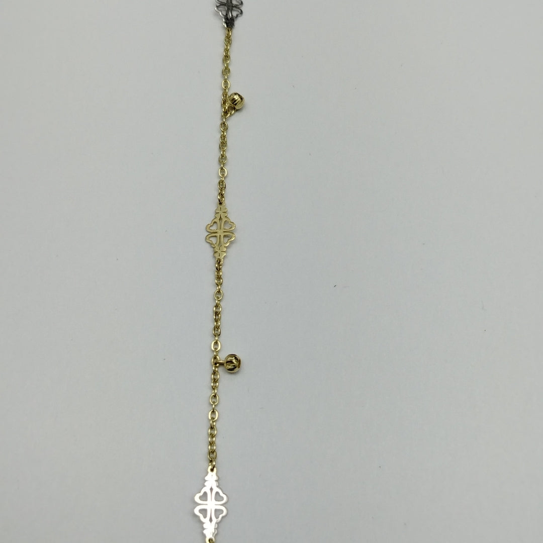 PULSERA ESPECIAL CON TREBOL 14K 18 CM 1.9 GR (NUEVO)