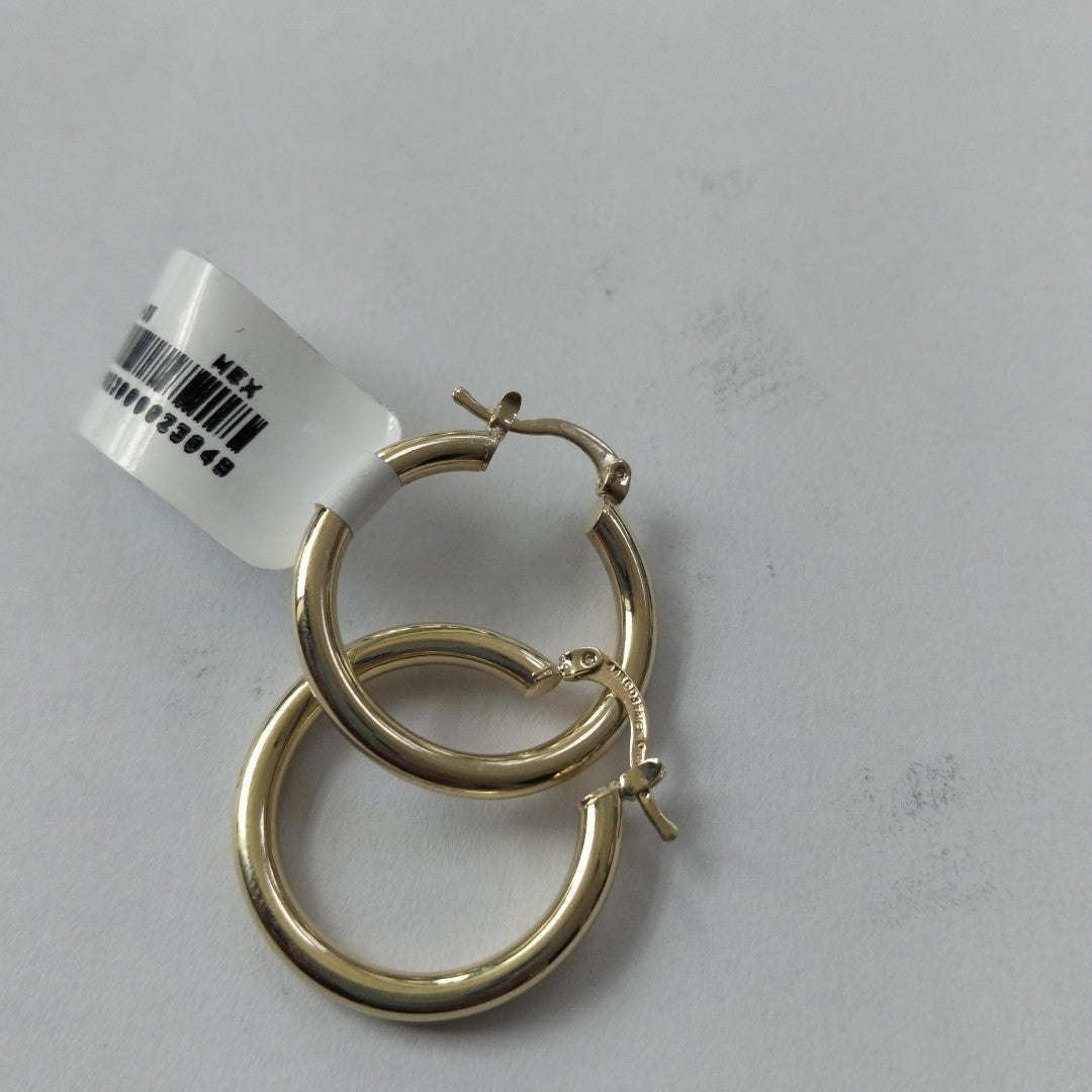 ARETES TEJIDO ARRACADAS LISAS HUECAS 14K 2.2 GR (NUEVO)