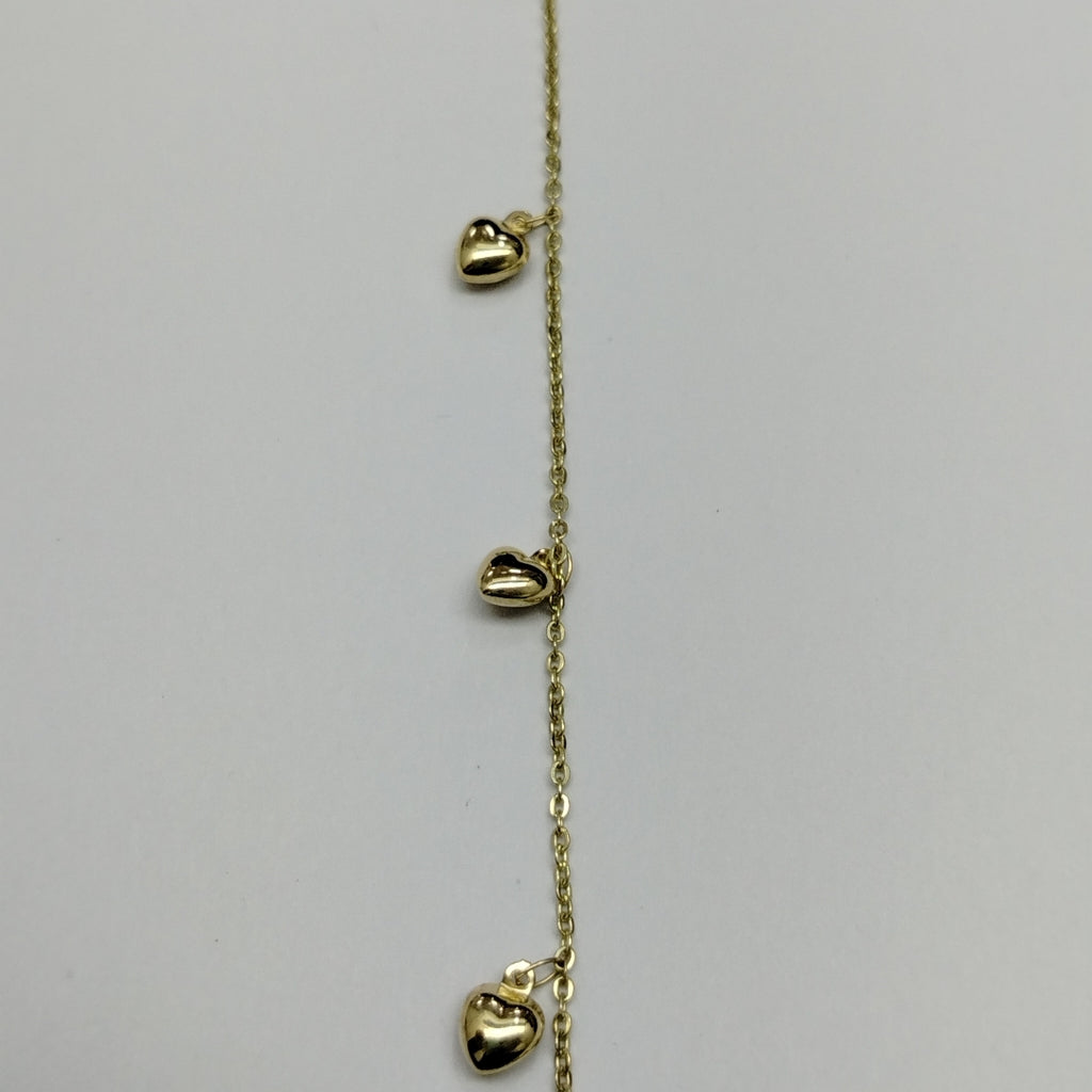 PULSERA ESP CON FIG CORAZONES 14K 18 CM 1.8 GR (NUEVO)