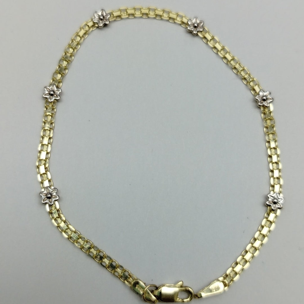 PULSERA ESPECIAL C FLORES 14K 18 CM 3 GR (NUEVO)