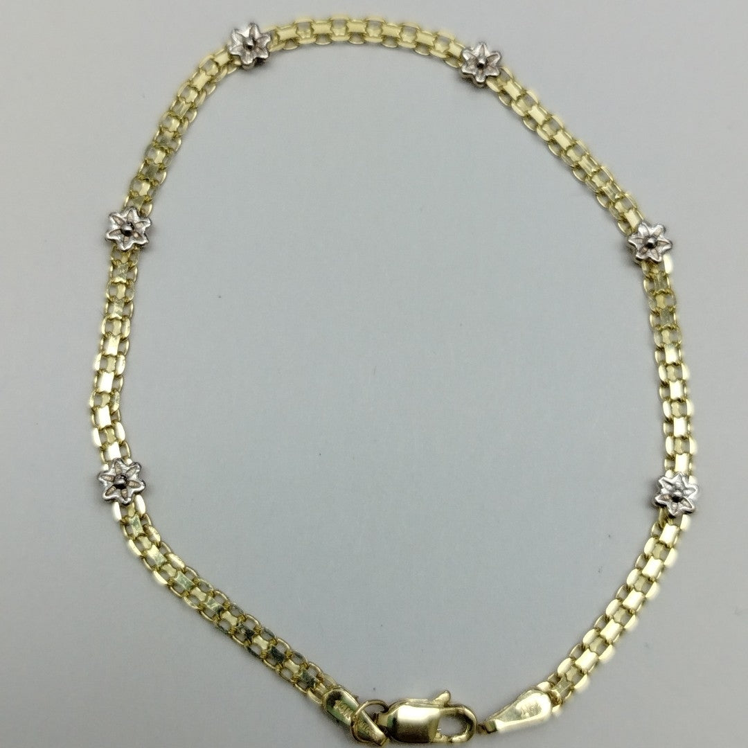 PULSERA ESPECIAL C FLORES 14K 18 CM 3 GR (NUEVO)