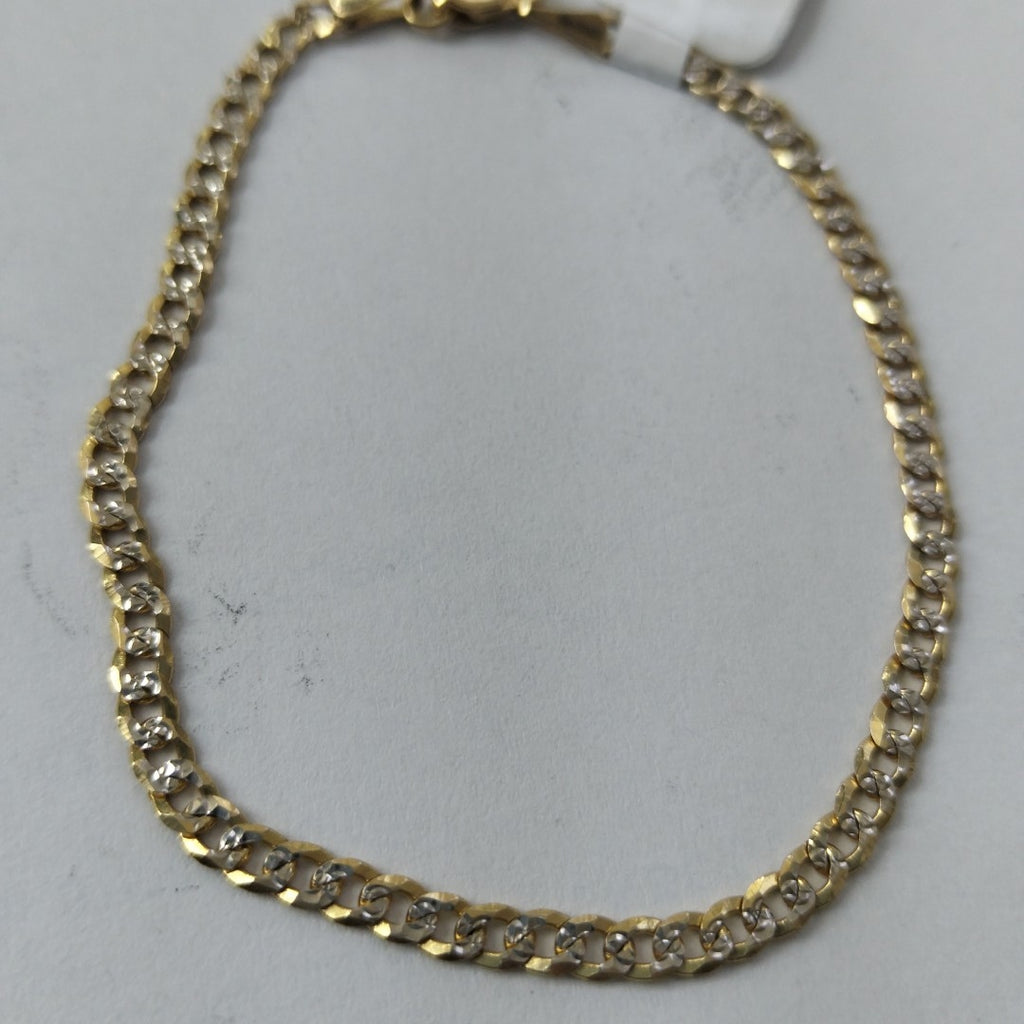 PULSERAS TEJIDO BARBADA DIAMANTADA ORO 14K 18 CM 3.2 GR (NUEVO)