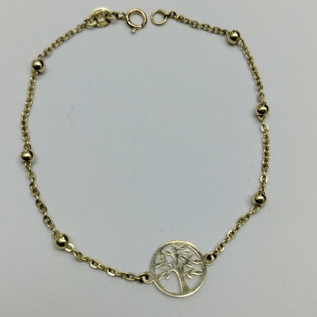 PULSERA TEJIDO ESPECIAL ARBOL 14K 18 CM 1.7 GR (NUEVO)
