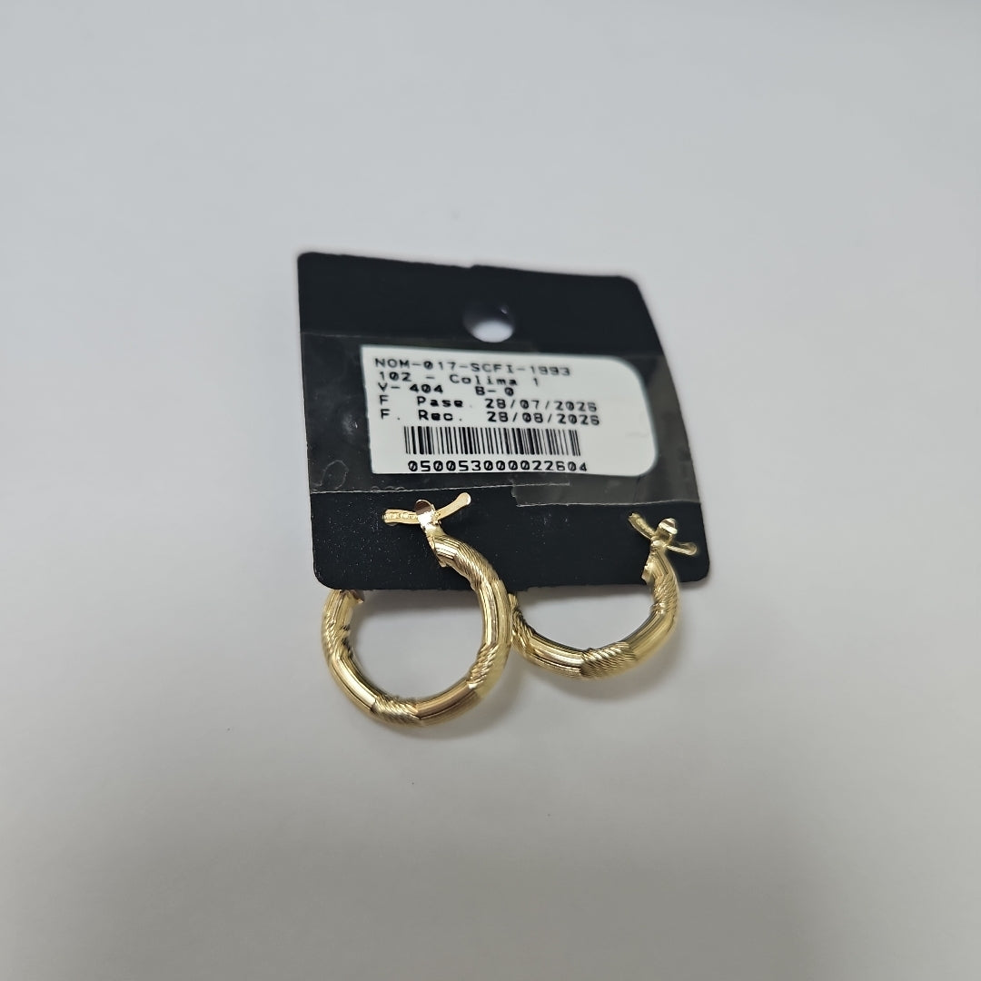 ARETES TEJIDO ARRACADAS CON DISEÑO 14K 2.6 GR (NUEVO)