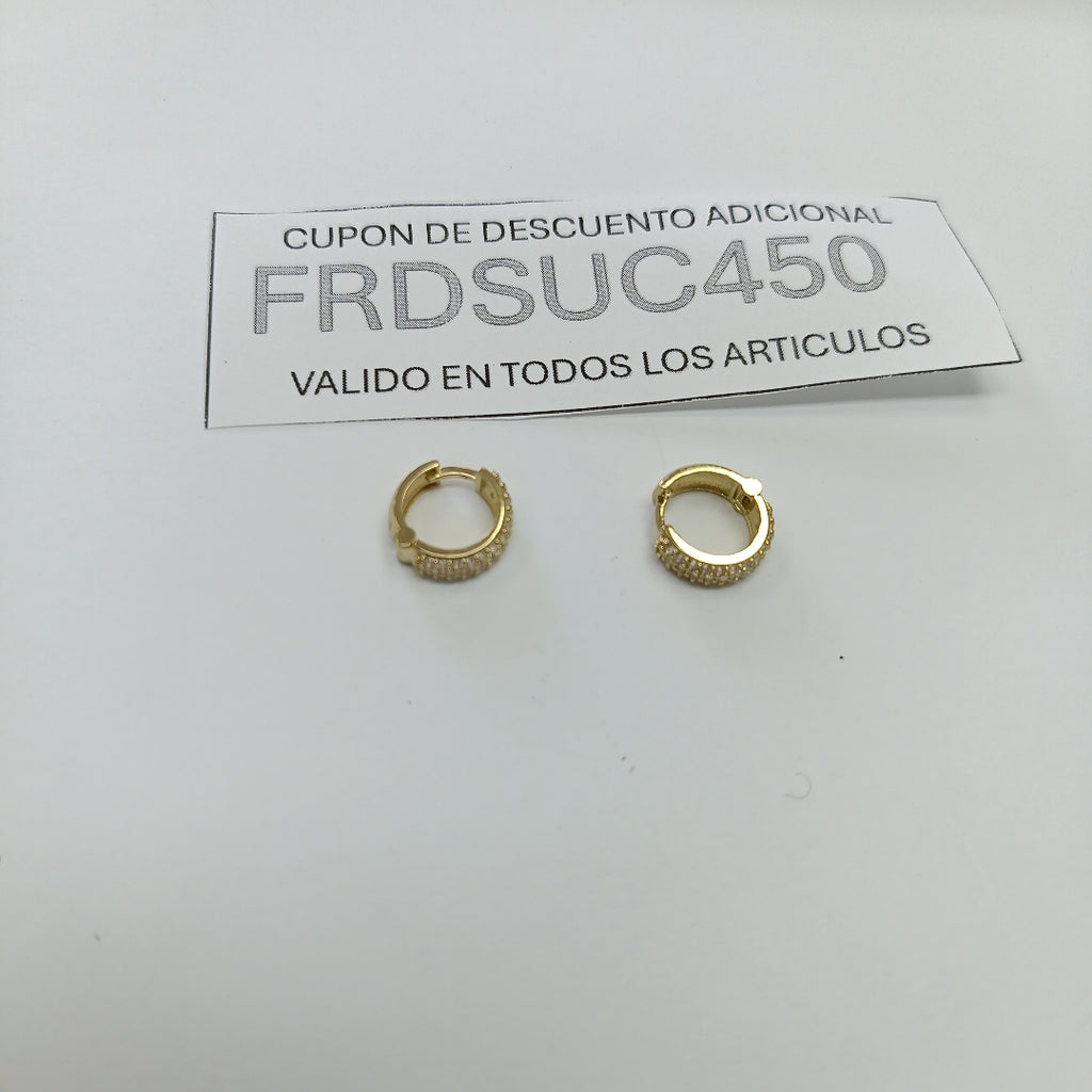 ARETES HUGGIE CON CIRCONIAS 14K 2 GR (NUEVO)