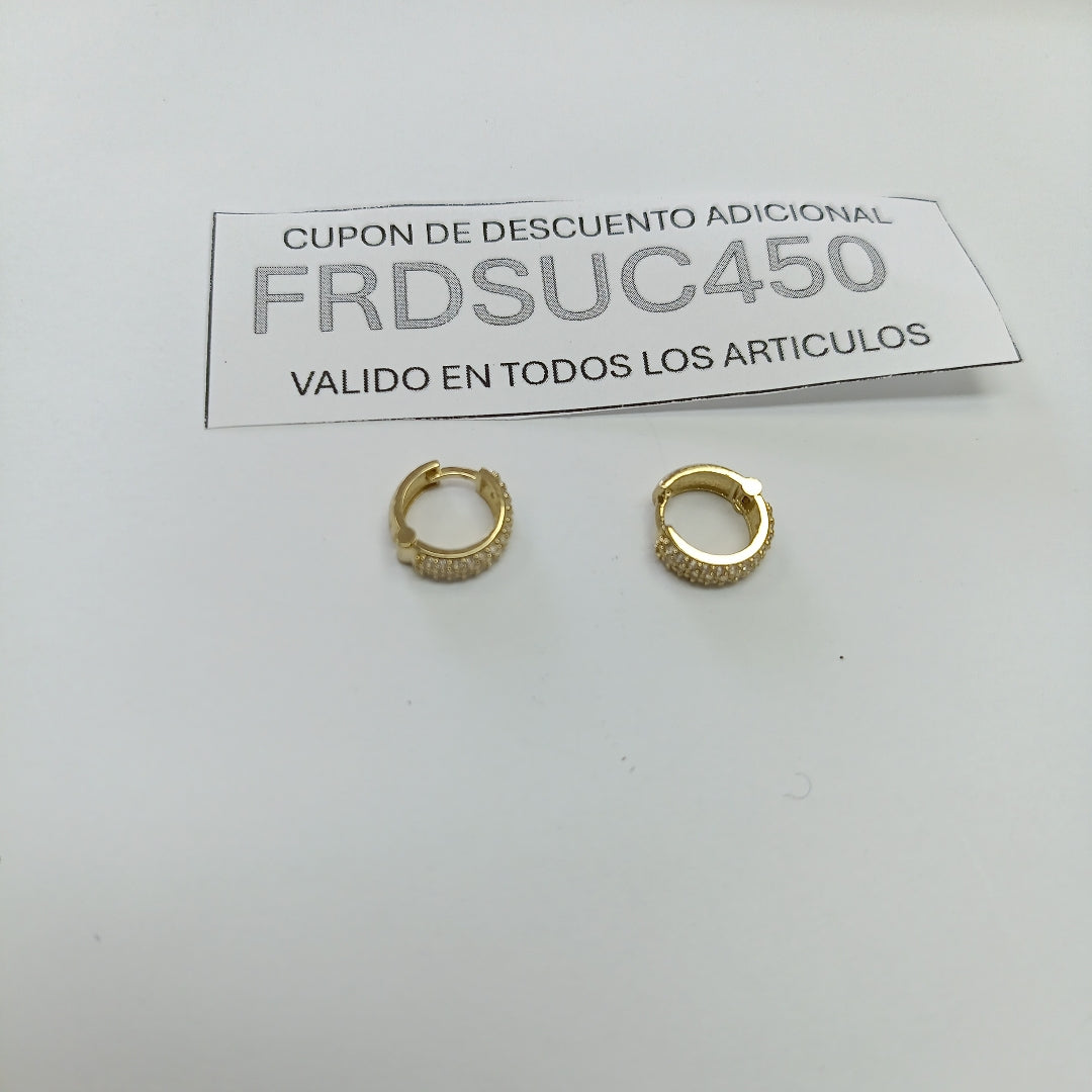 ARETES HUGGIE CON CIRCONIAS 14K 2 GR (NUEVO)