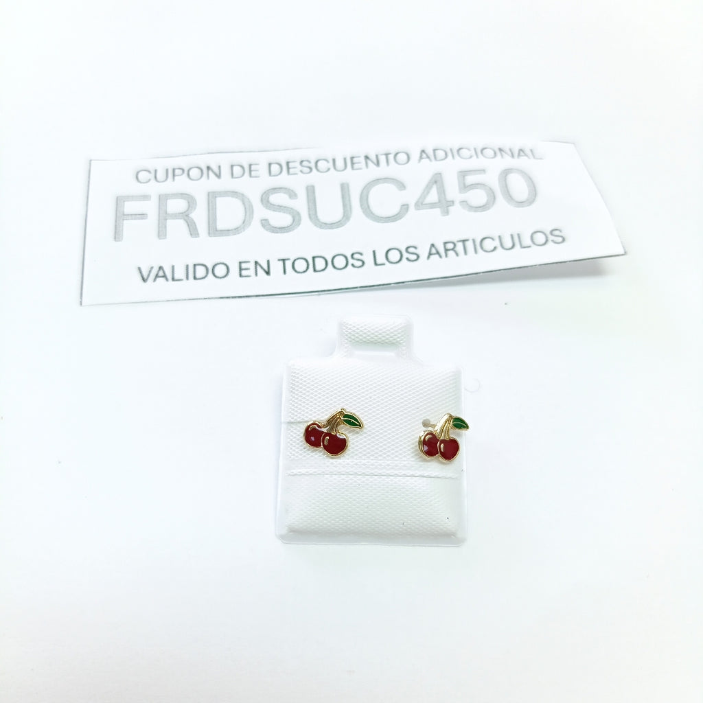 BROQUELES BROQUE FIG CEREZA C ESMALTE 14K 0.2203 GR (NUEVO)