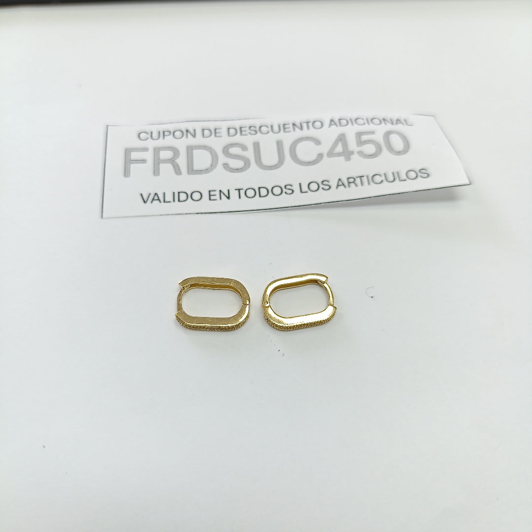 ARETES HUGGIES OVALADA C CIRCONIAS 14K 2.4 GR (NUEVO)
