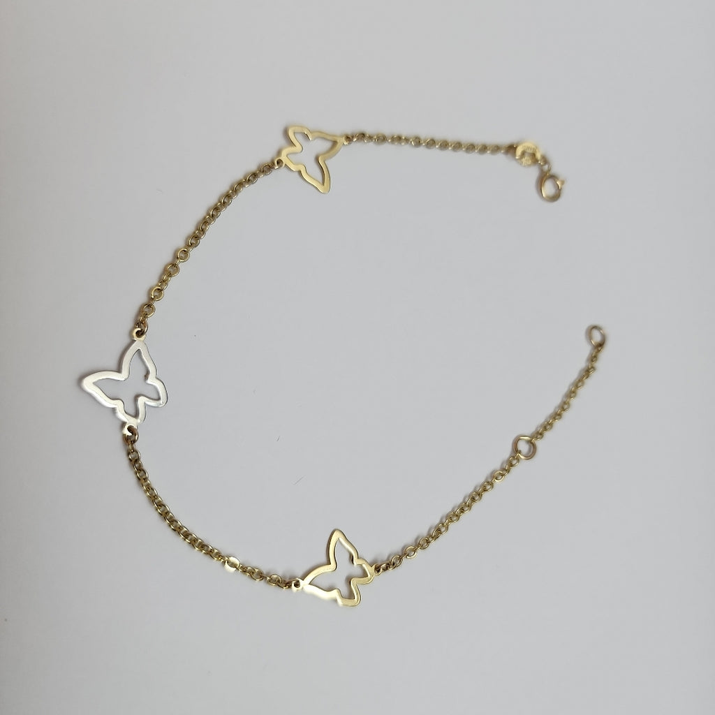 PULSERA ESPECIAL C MARIPOSAS 14K 18 CM 1.7 GR (NUEVO)