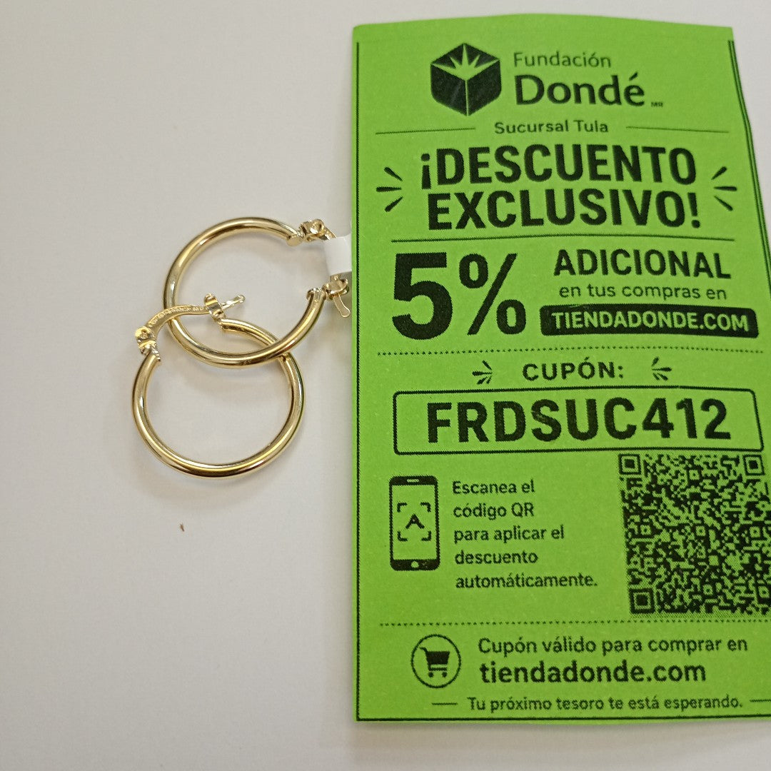 ARETES TEJIDO ARRACADAS LISAS 14K 1.2 GR (NUEVO)