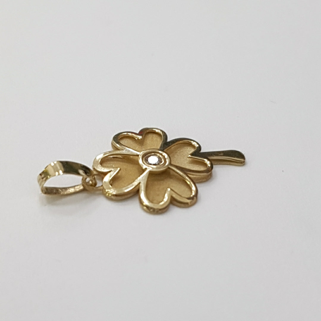 DIJE FIG TREBOL C CIRCONIA 14K 0.9 GR (NUEVO)