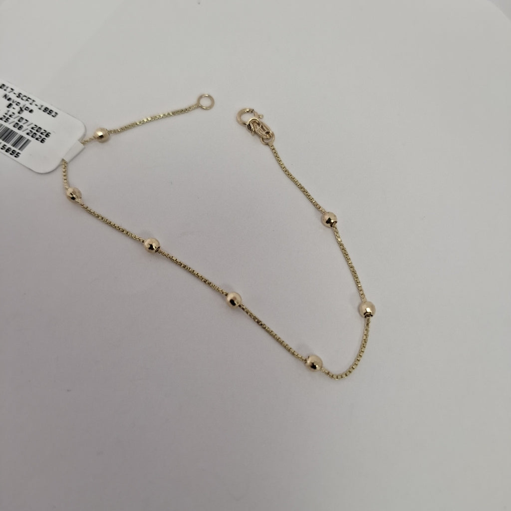 PULSERA ESPECIAL CON BOLITAS 14K 18 CM 1.4 GR (NUEVO)