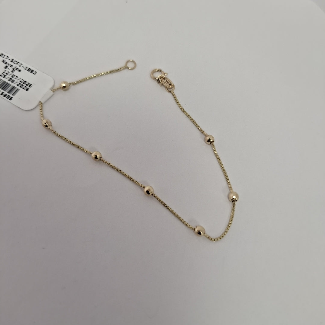 PULSERA ESPECIAL CON BOLITAS 14K 18 CM 1.4 GR (NUEVO)