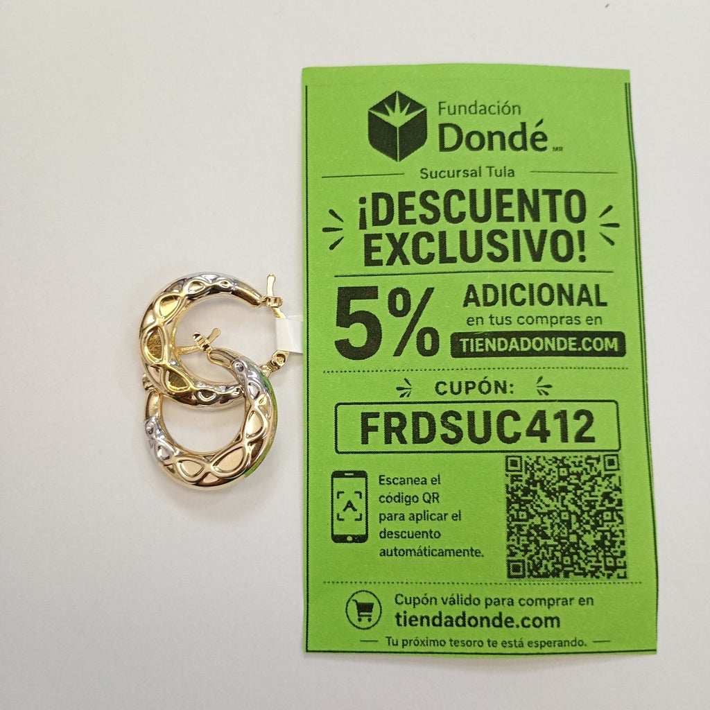 ARETES ARRACADAS COMBINADAS CON INFINITO 14K 2.3 GR (NUEVO)