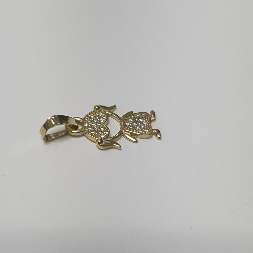 DIJE TEJIDO NIÑA CON CIRCONIAS 14K 0.9 GR (NUEVO)