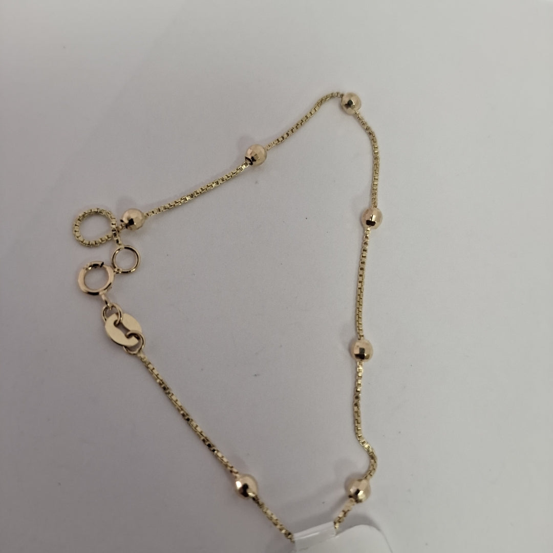 PULSERA ESPECIAL CON BOLITAS 14K 18 CM 1.4 GR (NUEVO)