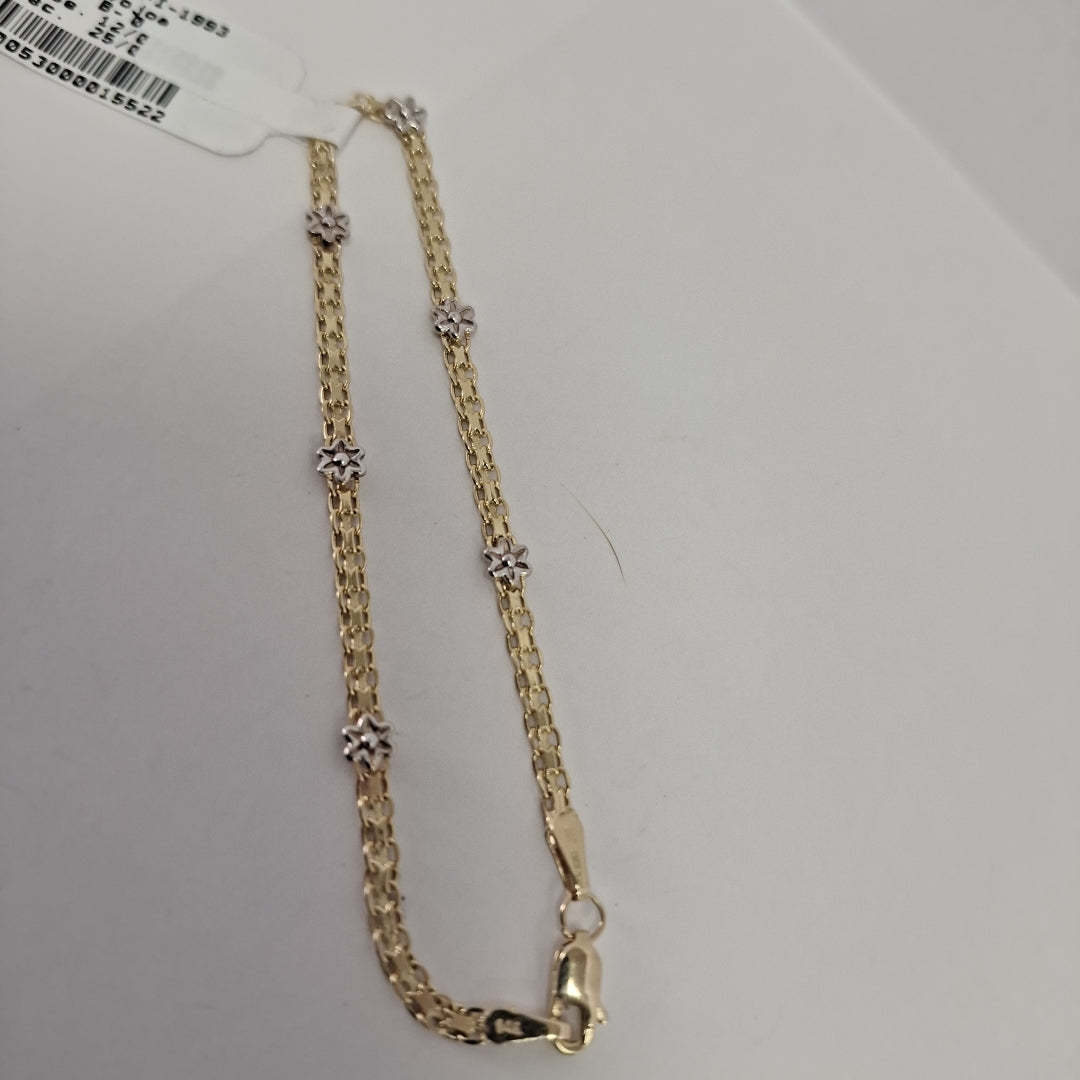 PULSERA ESPECIAL C FLORES 14K 18 CM 2.9 GR (NUEVO)