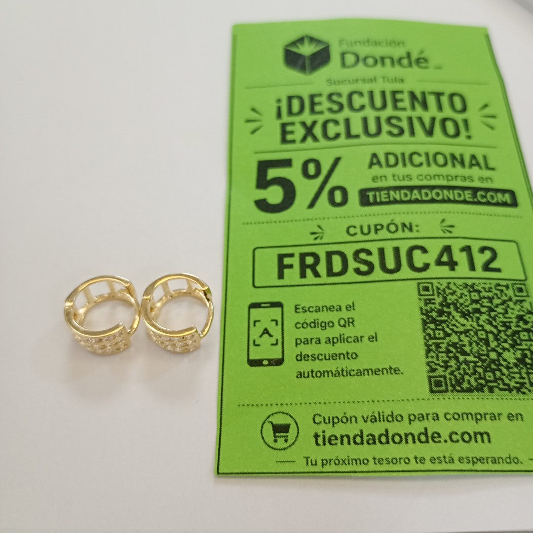 ARETES HUGGIES C CIRCONIA 14K 2.2 GR (NUEVO)
