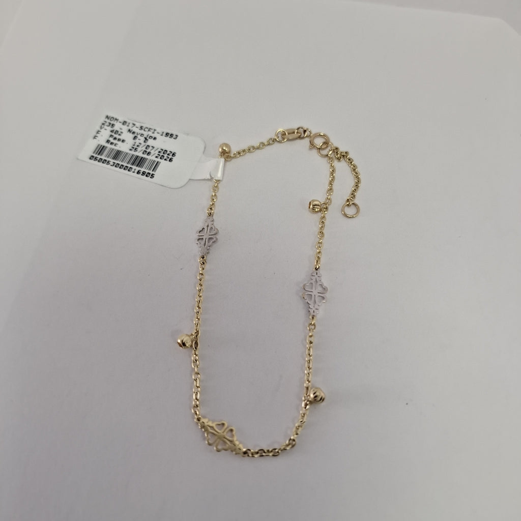 PULSERA ESPECIAL CON TREBOL 14K 18 CM 1.8 GR (NUEVO)