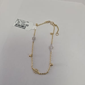 PULSERA ESPECIAL CON TREBOL 14K 18 CM 1.8 GR (NUEVO)
