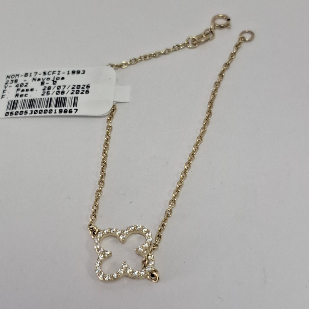 PULSERA TEJIDO ESPECIAL C CIRCONIAS 14K 18 CM 1.8 GR (NUEVO)