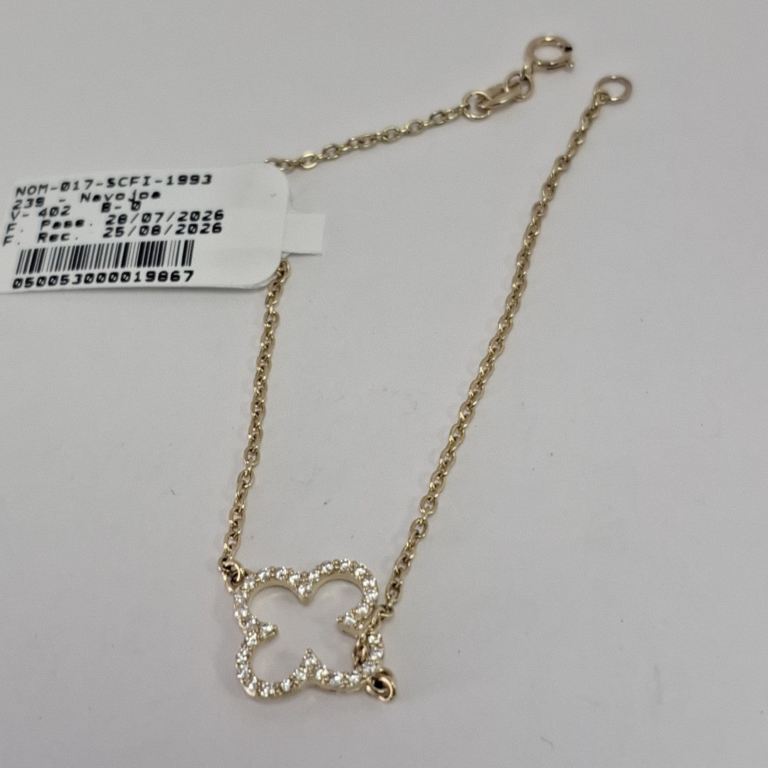 PULSERA TEJIDO ESPECIAL C CIRCONIAS 14K 18 CM 1.8 GR (NUEVO)