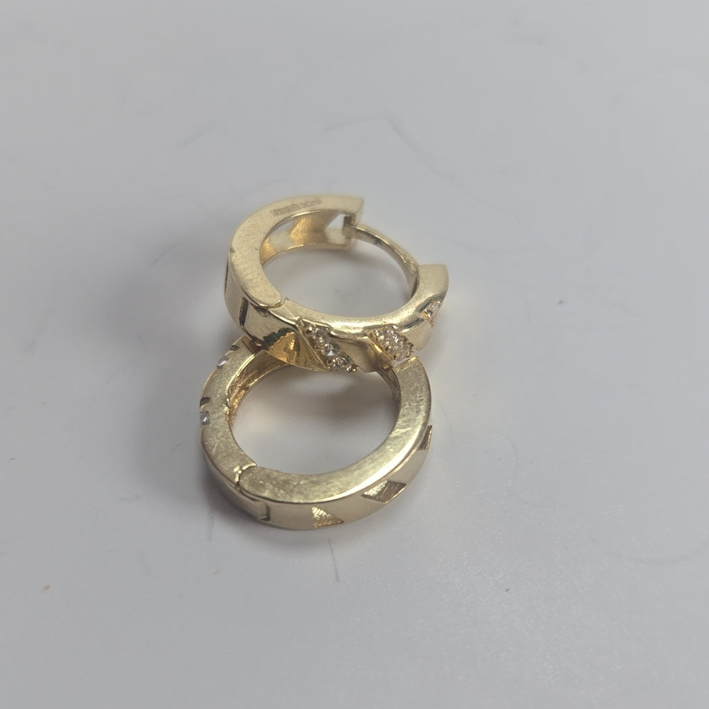 ARETES HUGGIES CON CIRCONIAS 14K 2.3 GR (NUEVO)