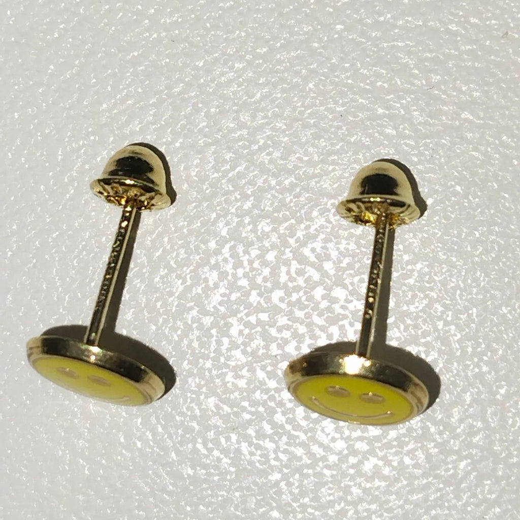 BROQUELES BROQUEL FIG SONRISA ESMALTE AMARILLO 14K 0.2074 GR (NUEVO)