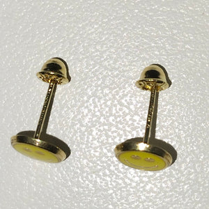 BROQUELES BROQUEL FIG SONRISA ESMALTE AMARILLO 14K 0.2074 GR (NUEVO)