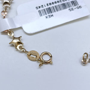 PULSERA TEJIDO ESPECIAL ESTRELLAS COMBINADAS 14K 18 CM 2.3 GR (NUEVO)