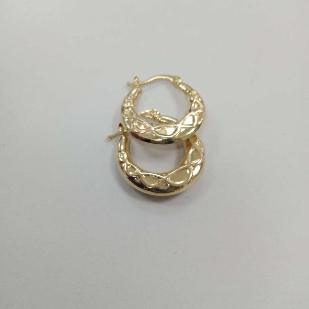 ARETES TEJIDO ARRACADAS CON FIGURA 14K 2.2 GR (NUEVO)