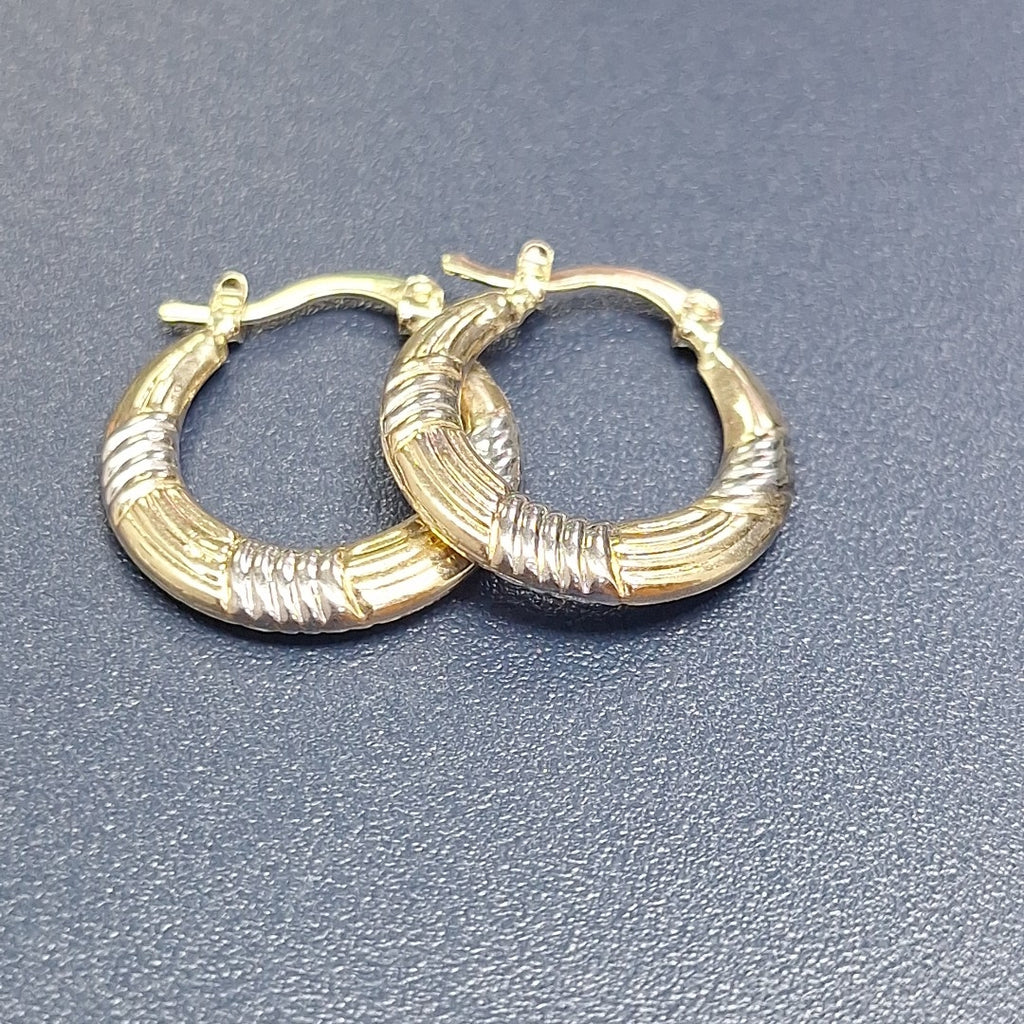 ARETES TEJIDO ARRACADAS COMBINADAS HUECAS 14K 2 GR (NUEVO)