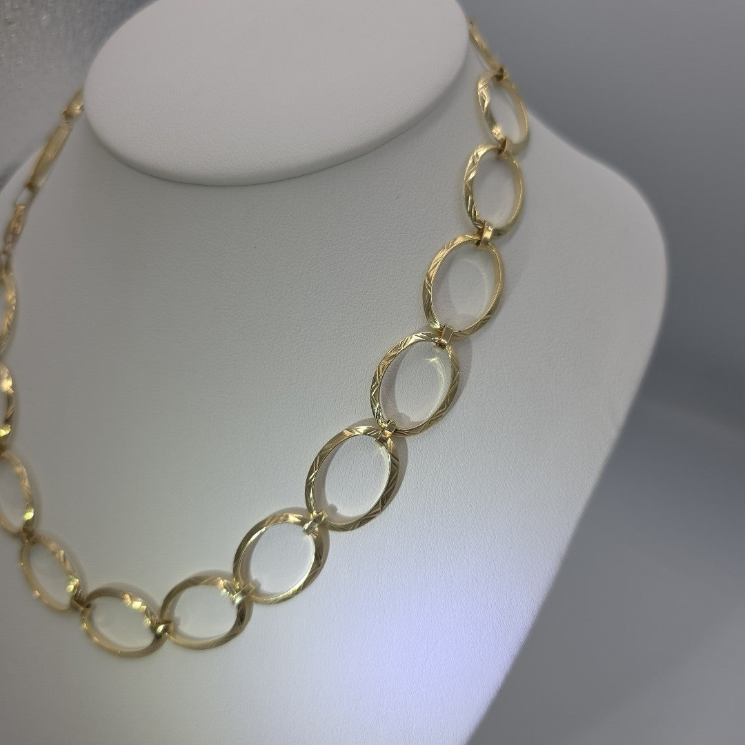 CADENA GARGANTILLA AROS OVALADOS 14K 55 CM 11 GR (NUEVO)