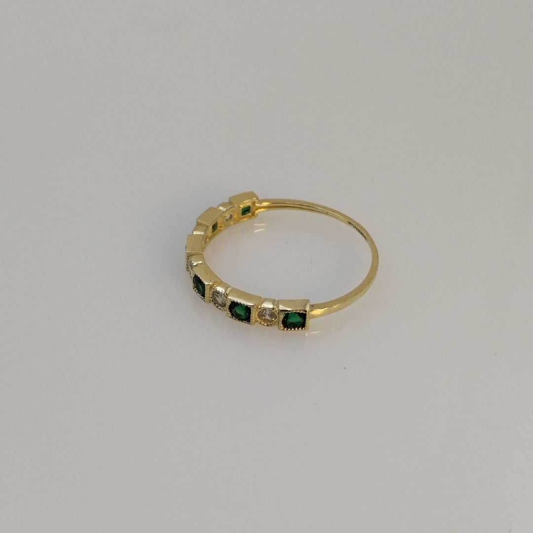 ANILLOS TEJIDO ANILLITO C CIRCONIAS Y PIEDRAS VERDES 14K 8.5 1.4 GR (NUEVO)