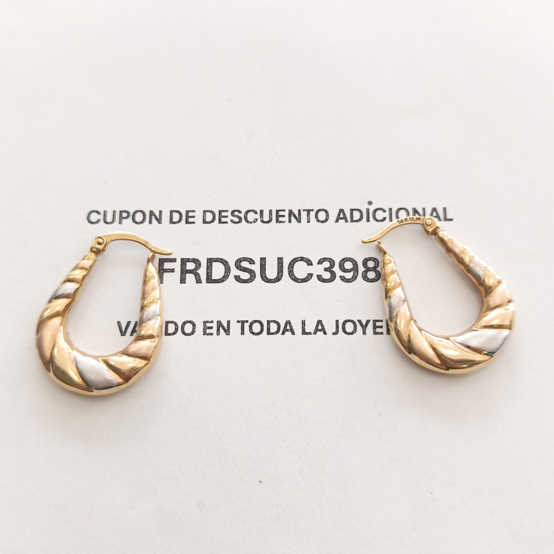 ARETES PAR ORO, ORO COMBINADO 14 K 2.1 GRMS (SEMINUEVO)