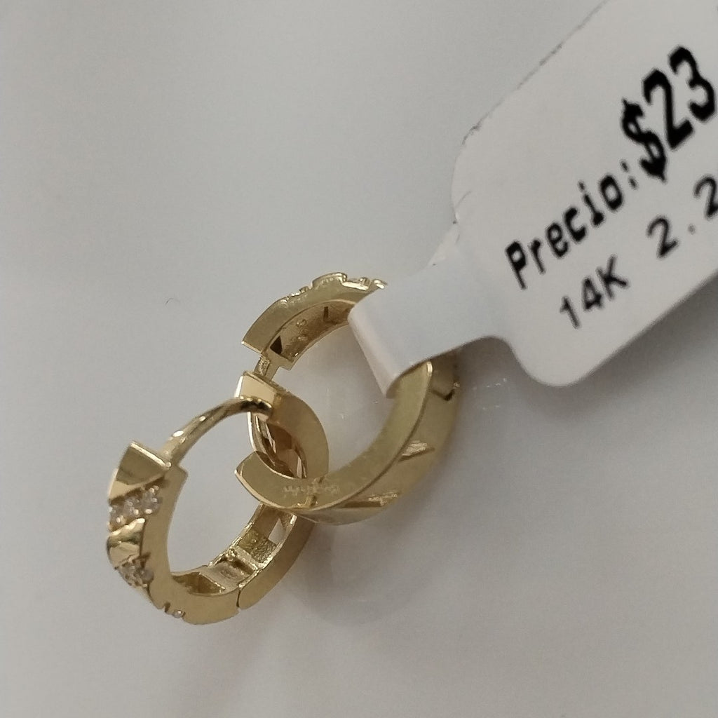 ARETES HUGGIES CON CIRCONIAS 14K 2.2 GR (NUEVO)