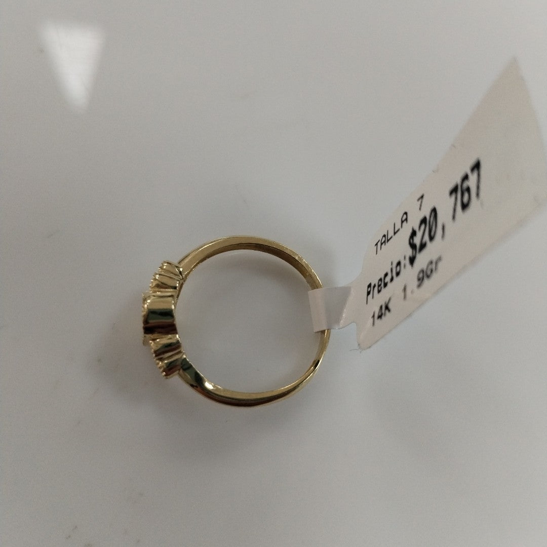 ANILLOS CIRCONIAS Y PIEDRA DE COLOR 14K TALLA 7 1.9 GR (NUEVO)