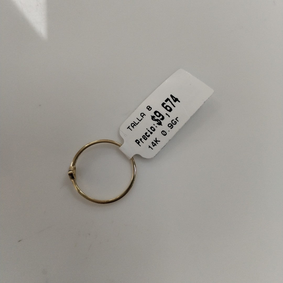 ANILLO ANILLITO CORAZON C CIRCONIA 14K 8 TALLA 0.9 GR (NUEVO)