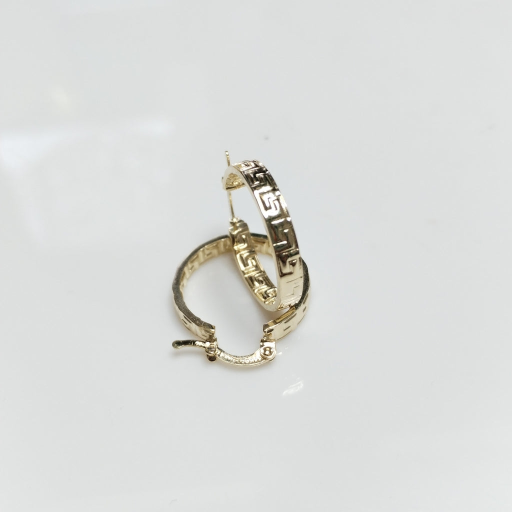 ARETES TEJIDO ARRACADAS TIPO GRECAS 14K 2.2 GR (NUEVO)