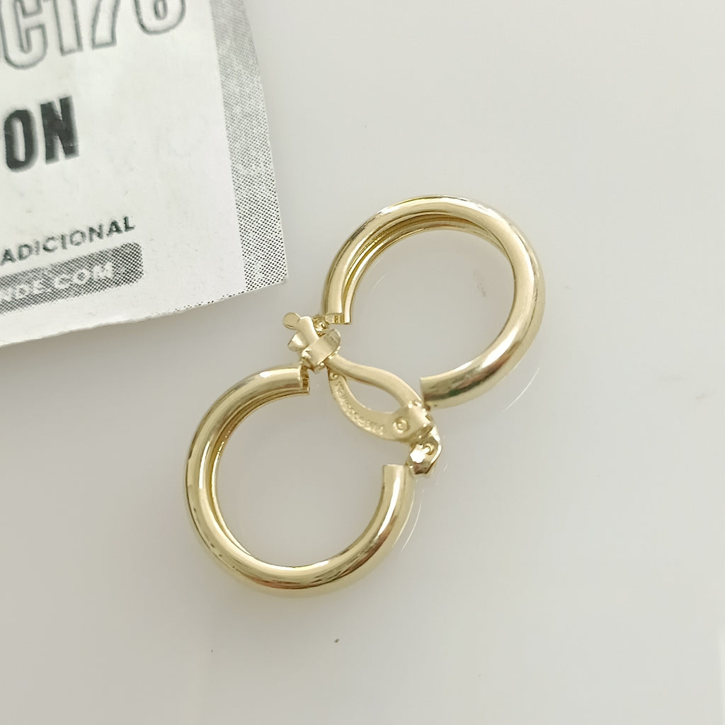 ARETES TEJIDO ARRACADAS LISAS 14K 2.2 GR (NUEVO)