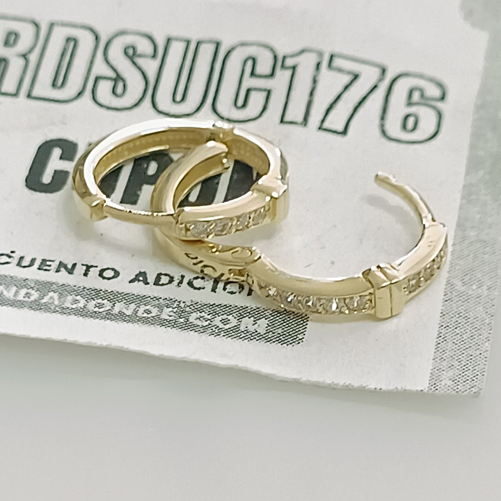 ARETES HUGGIES C CIRCONIA 14K 1.9 GR (NUEVO)