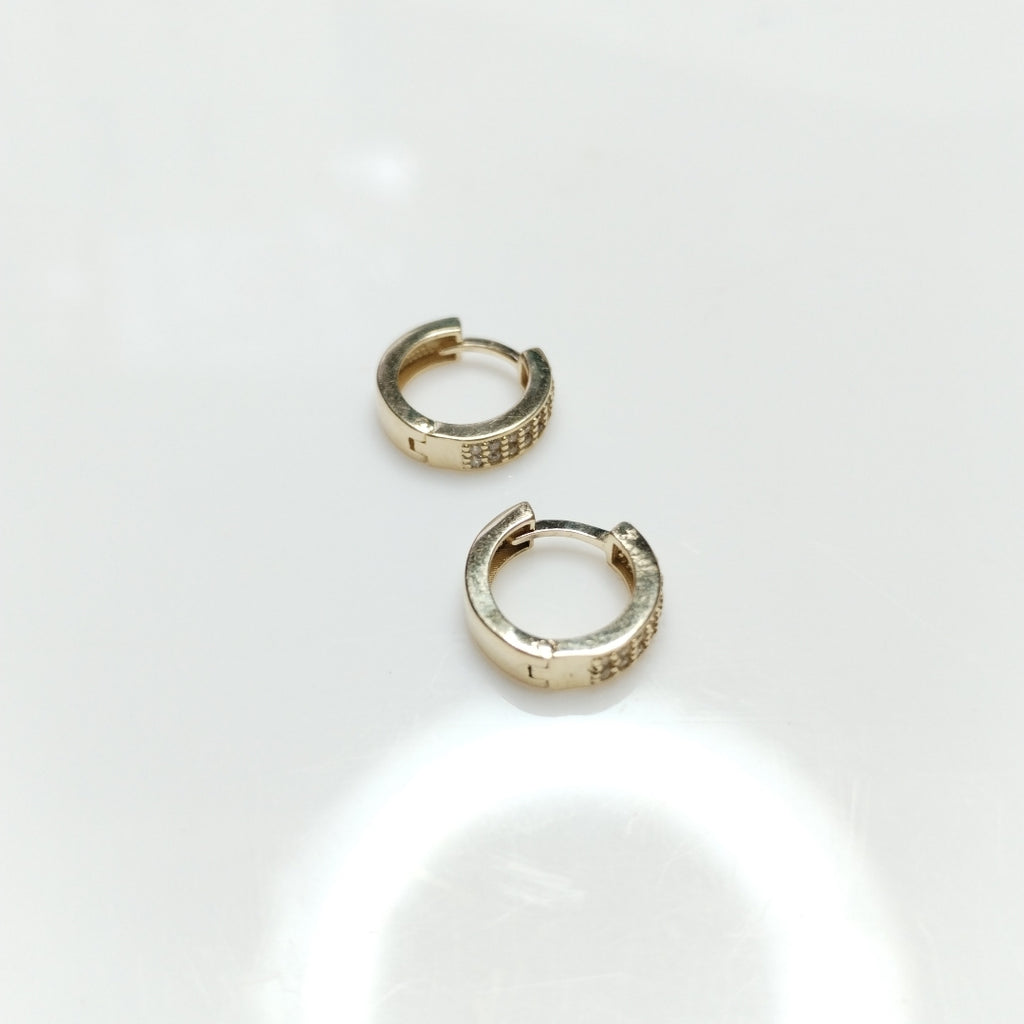 ARETES HUGGIES C CIRCONIAS 14K 2.2 GR (NUEVO)