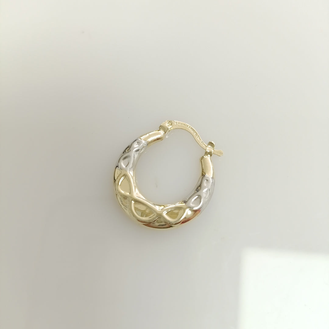ARETES ARRACADAS COMBINADAS CON INFINITO 14K 2.3 GR (NUEVO)